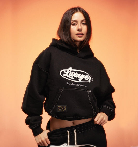 Cropped-Hoodie Black