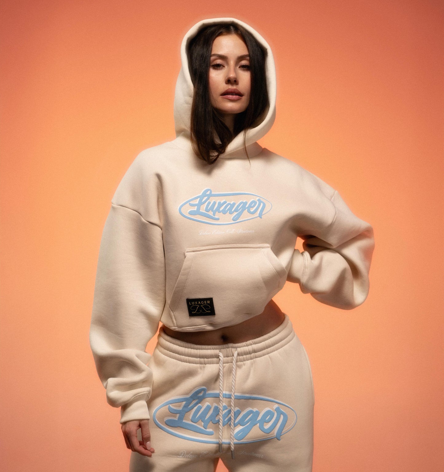 Cropped-Hoodie Beige